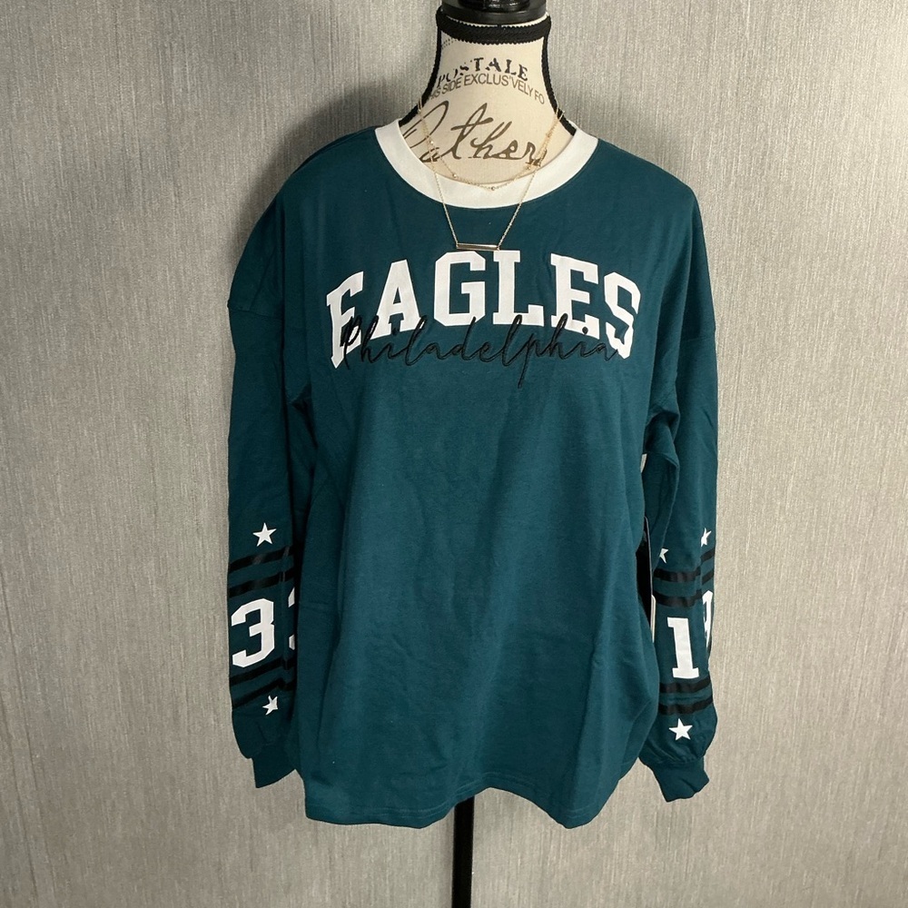 Philadelphia Eagles Women's Long Sleeve Tee - Teal Size XL - Picture 11 of 11